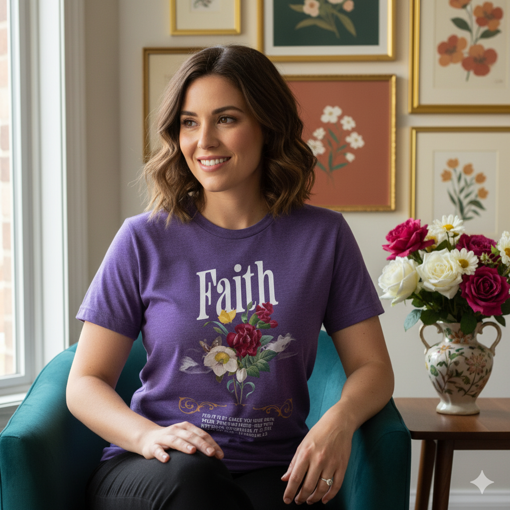 Ephesians 2:8 Bible Quote Floral Design T-Shirt