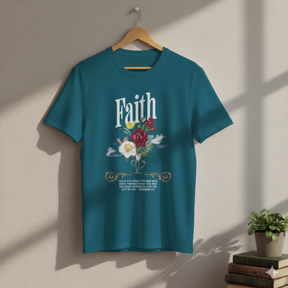 Ephesians 2:8 Bible Quote Floral Design T-Shirt