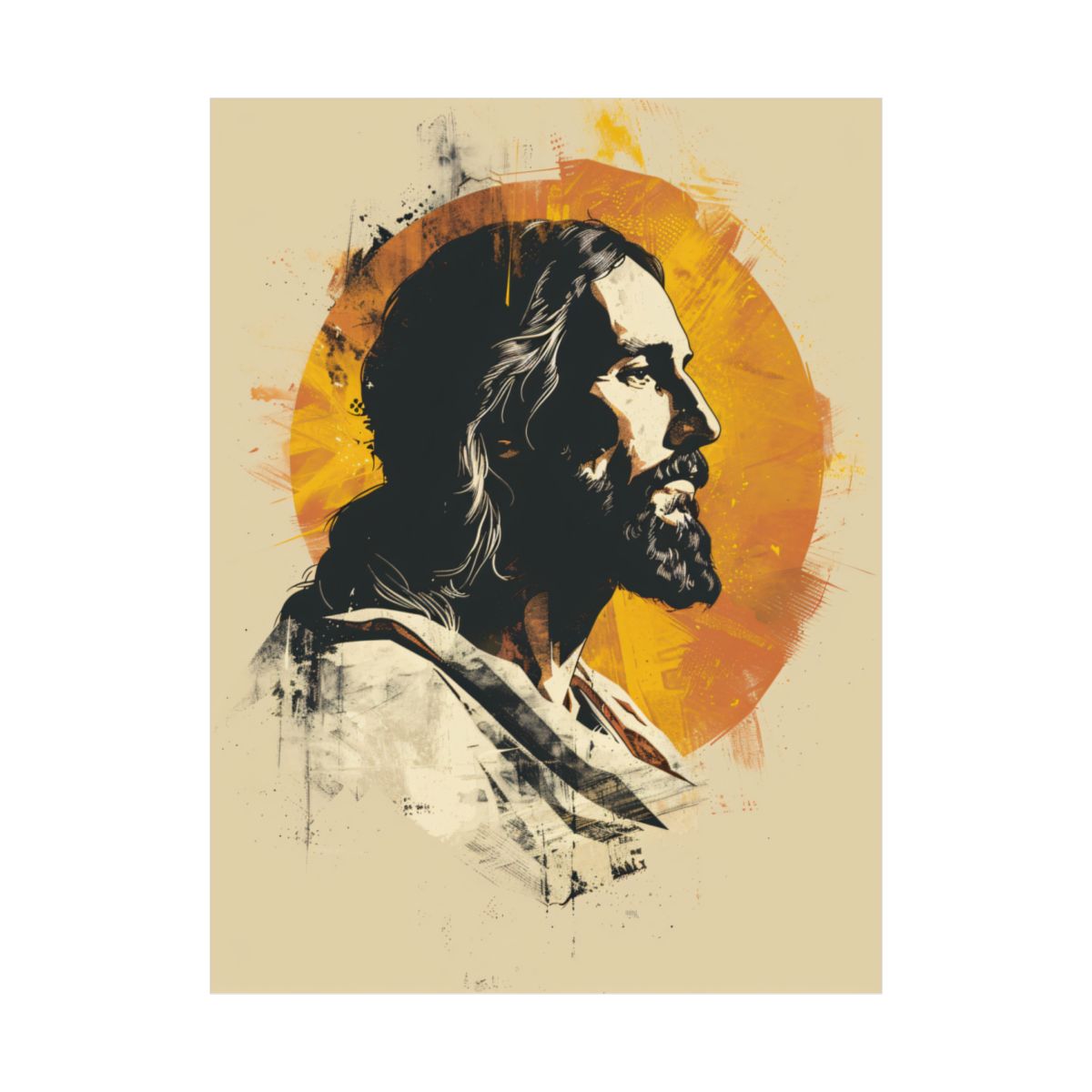 “Golden Halo” – Contemporary Christian Jesus Graphic Art Print