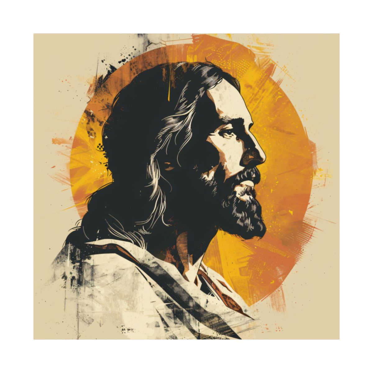 “Golden Halo” – Contemporary Christian Jesus Graphic Art Print