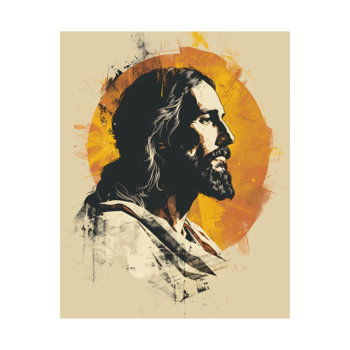 “Golden Halo” – Contemporary Christian Jesus Graphic Art Print
