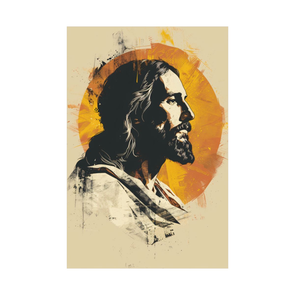 “Golden Halo” – Contemporary Christian Jesus Graphic Art Print