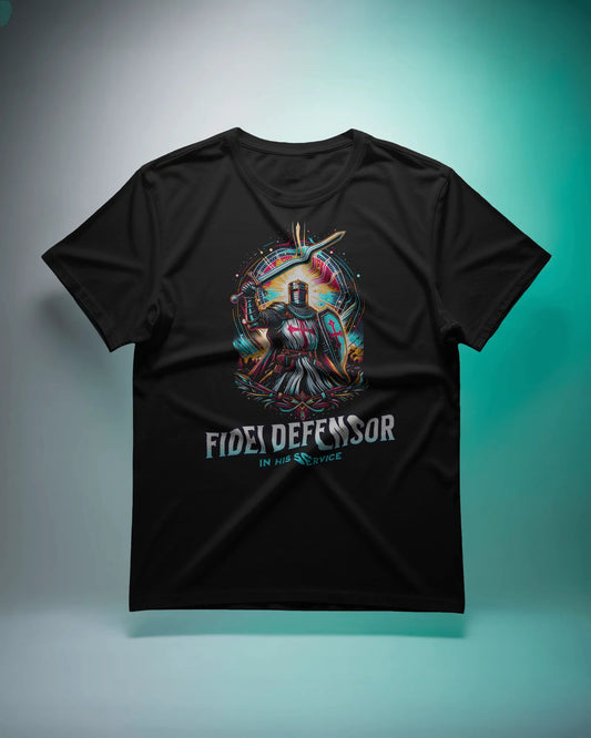 Fidei Defensor - In His Service Christian Knight T-Shirt