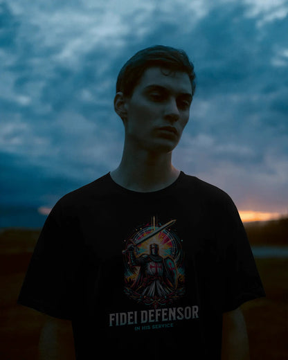 Fidei Defensor - In His Service Christian Knight T-Shirt
