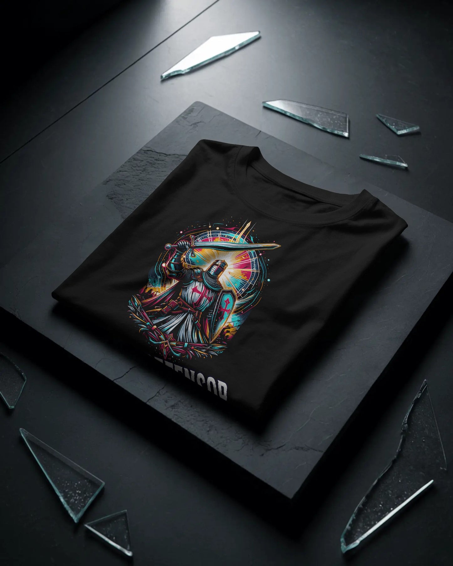 Fidei Defensor - In His Service Christian Knight T-Shirt