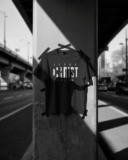 Jesus Christ Rules Minimalist Black T-Shirt