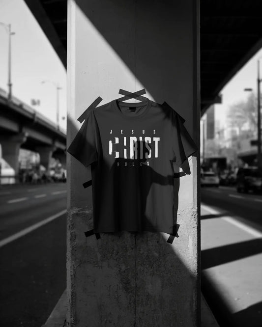 Jesus Christ Rules Minimalist Black T-Shirt