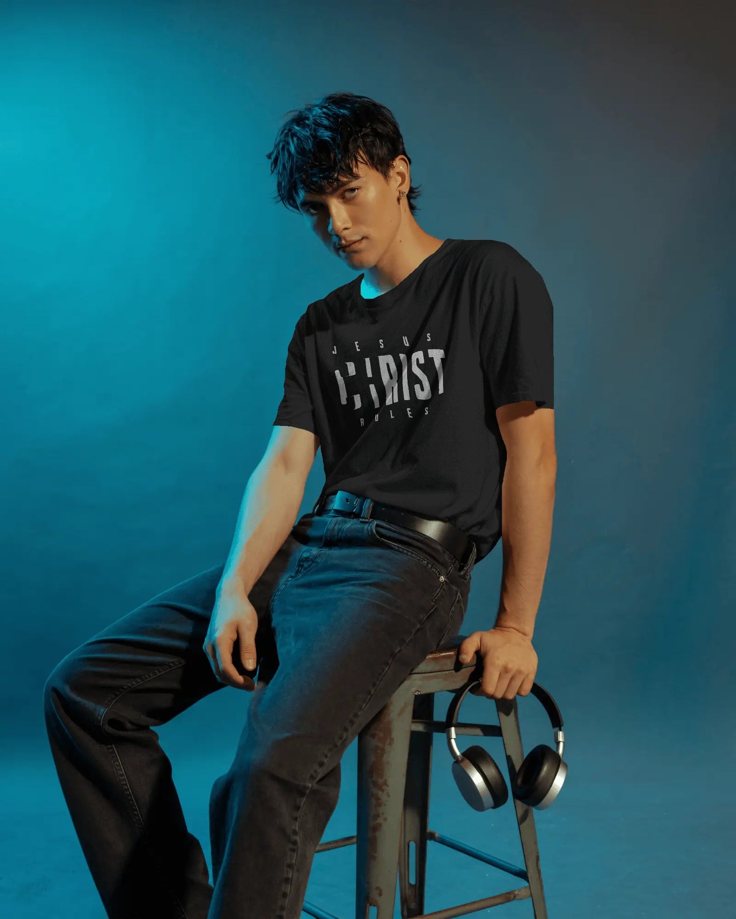 Jesus Christ Rules Minimalist Black T-Shirt