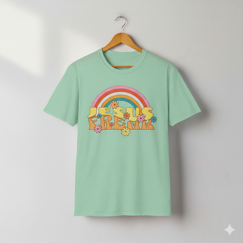 Jesus Freak 70s Retro Rainbow Christian T-Shirt