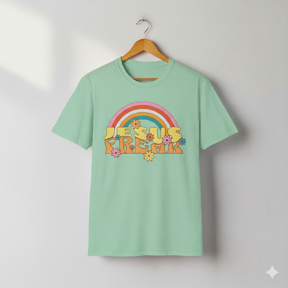 Jesus Freak 70s Retro Rainbow Christian T-Shirt