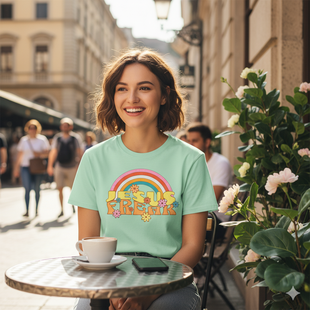 Jesus Freak 70s Retro Rainbow Christian T-Shirt
