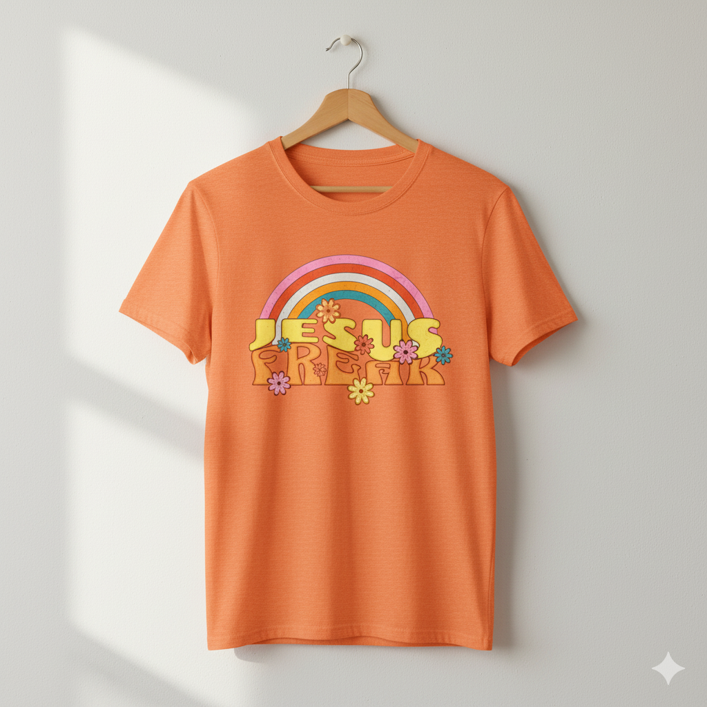 Jesus Freak 70s Retro Rainbow Christian T-Shirt