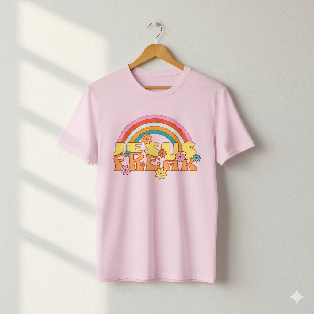 Jesus Freak 70s Retro Rainbow Christian T-Shirt