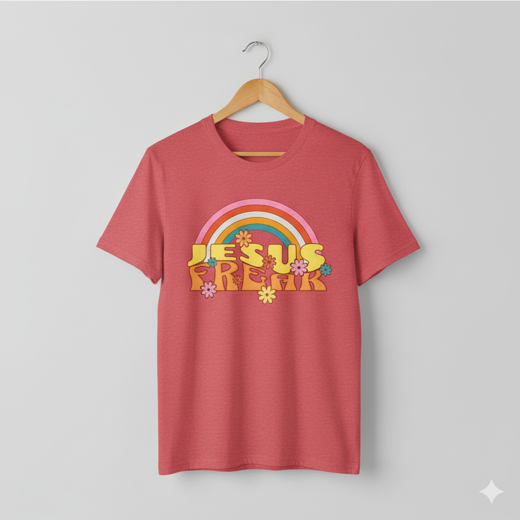 Jesus Freak 70s Retro Rainbow Christian T-Shirt