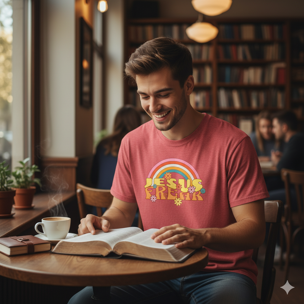 Jesus Freak 70s Retro Rainbow Christian T-Shirt