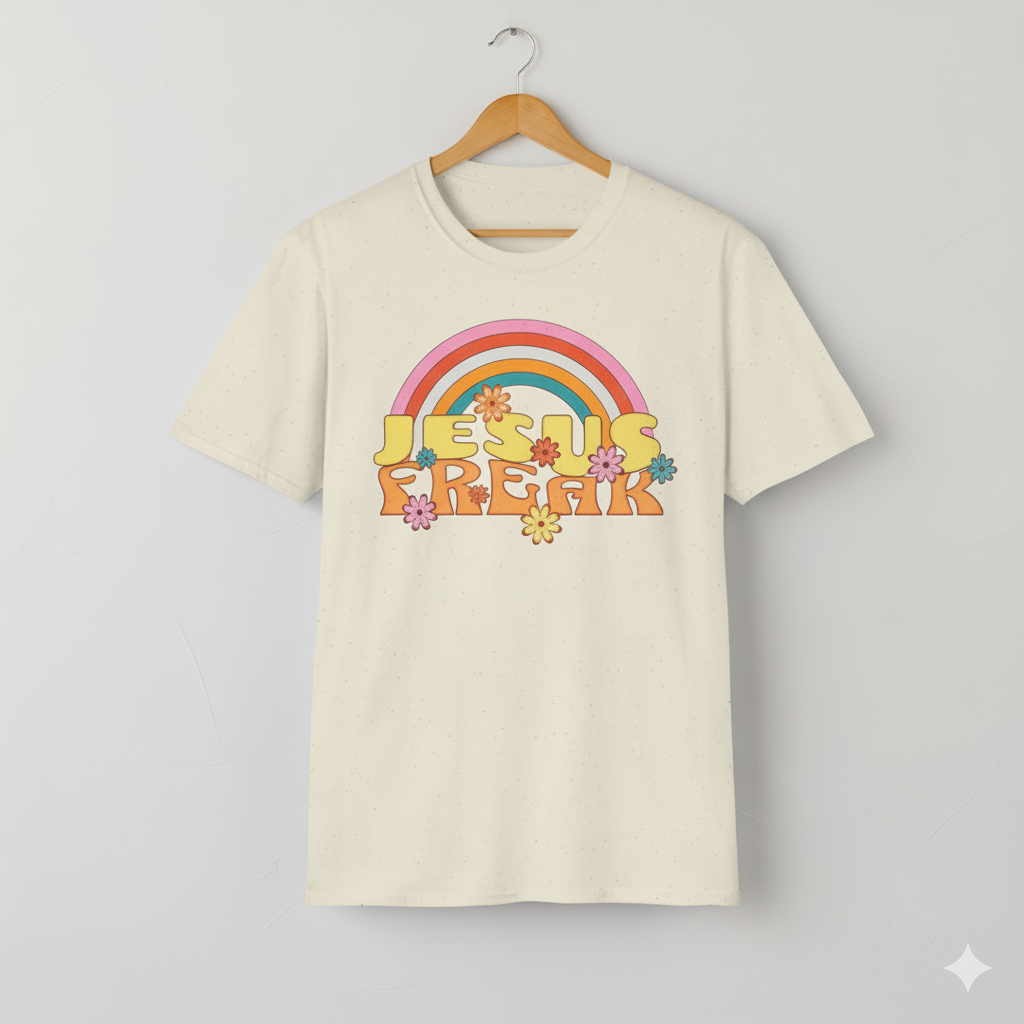 Jesus Freak 70s Retro Rainbow Christian T-Shirt