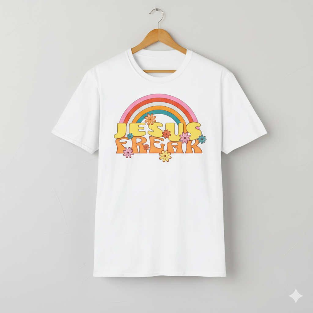Jesus Freak 70s Retro Rainbow Christian T-Shirt