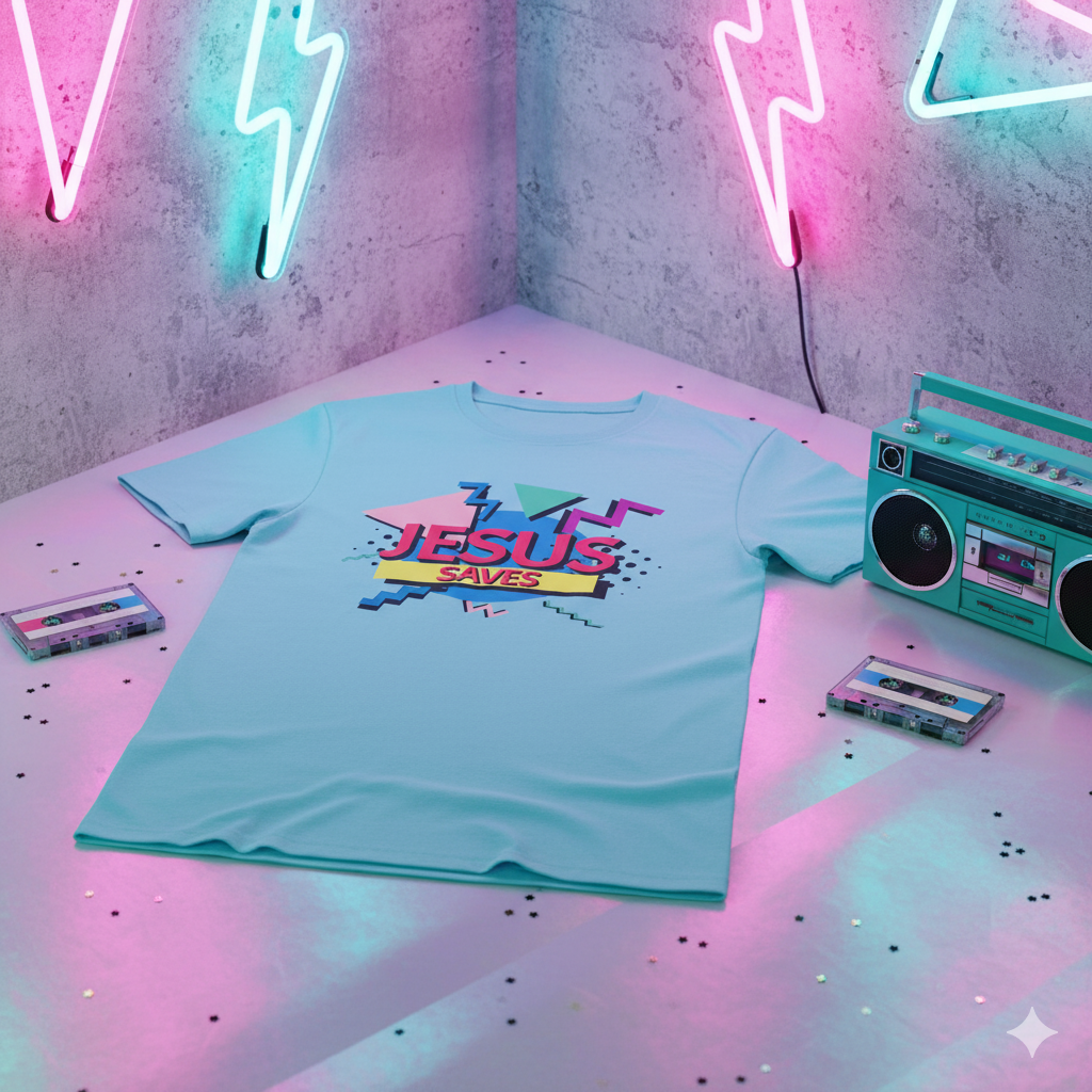 Jesus Saves - 90s Style Christian T-Shirt