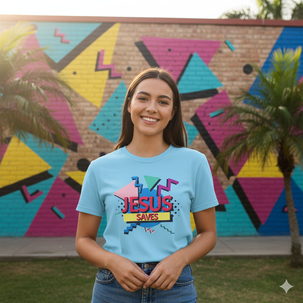 Jesus Saves - 90s Style Christian T-Shirt