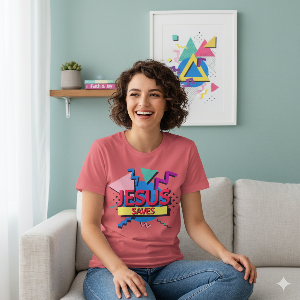 Jesus Saves - 90s Style Christian T-Shirt