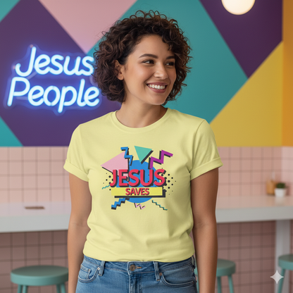 Jesus Saves - 90s Style Christian T-Shirt