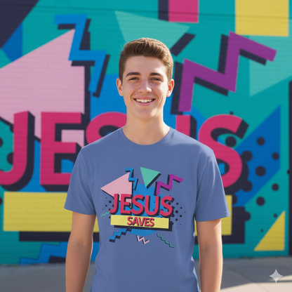 Jesus Saves - 90s Style Christian T-Shirt