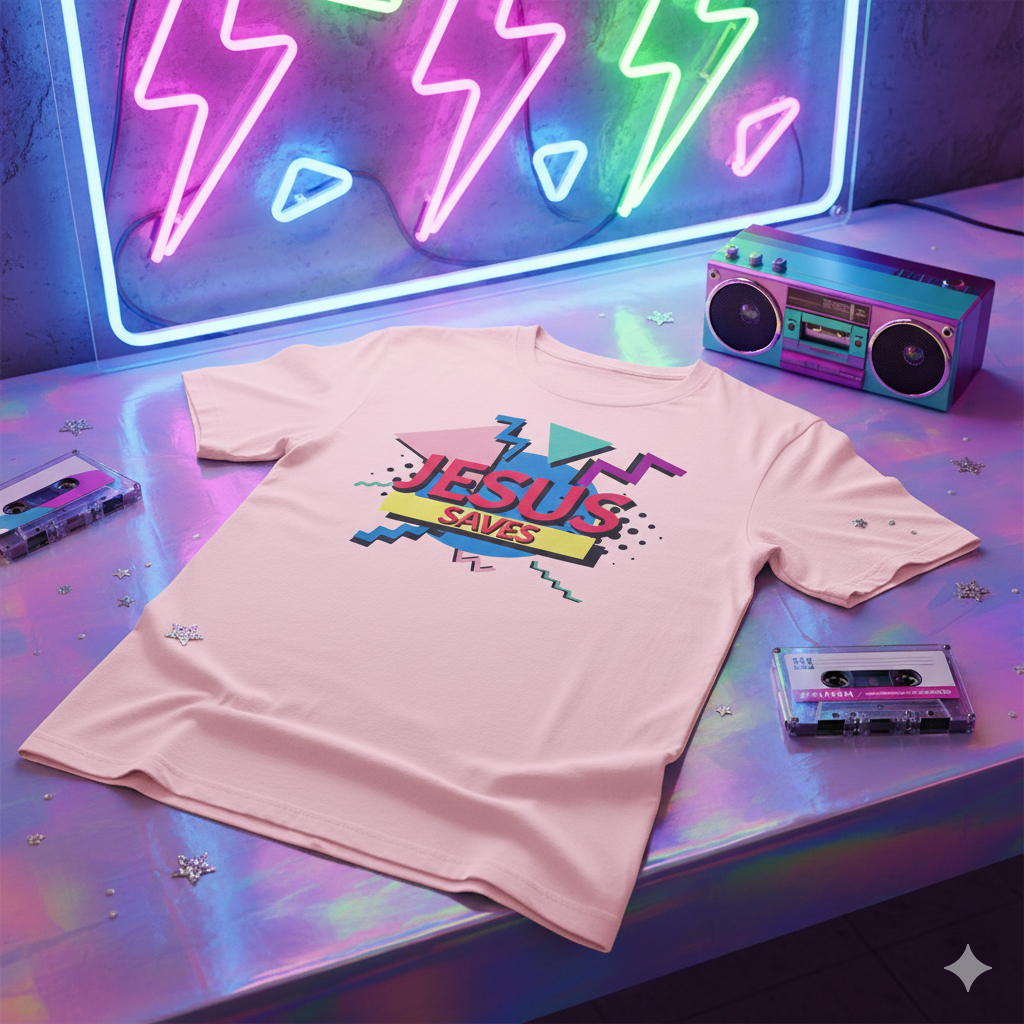 Jesus Saves - 90s Style Christian T-Shirt