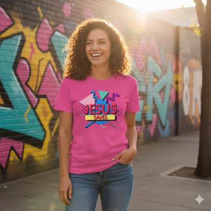 Jesus Saves - 90s Style Christian T-Shirt