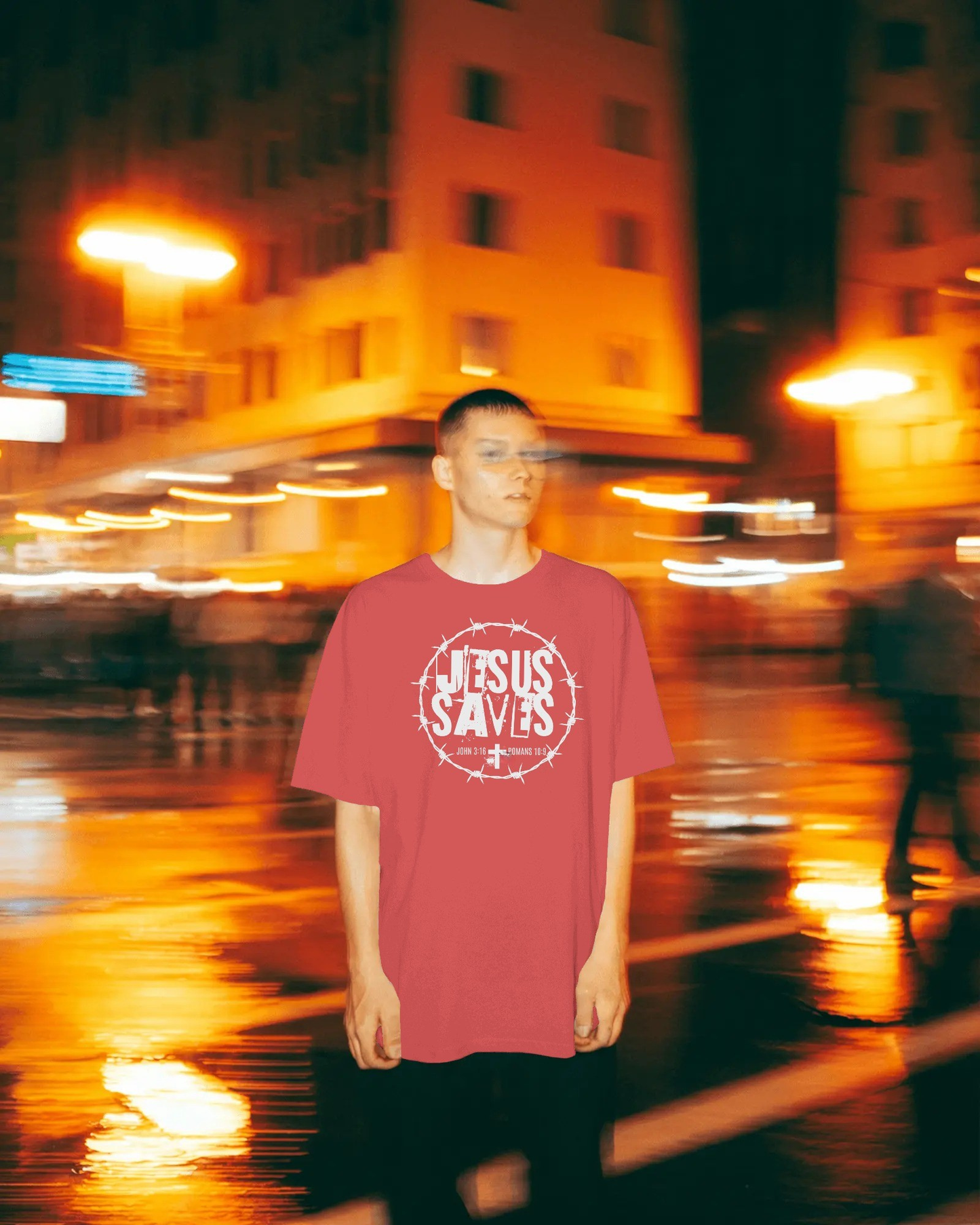 Jesus Saves 90s Grunge Style Christian T-Shirt With John 3:16 & Romans 10:9