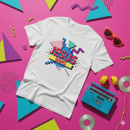 Jesus Saves - 90s Style Christian T-Shirt