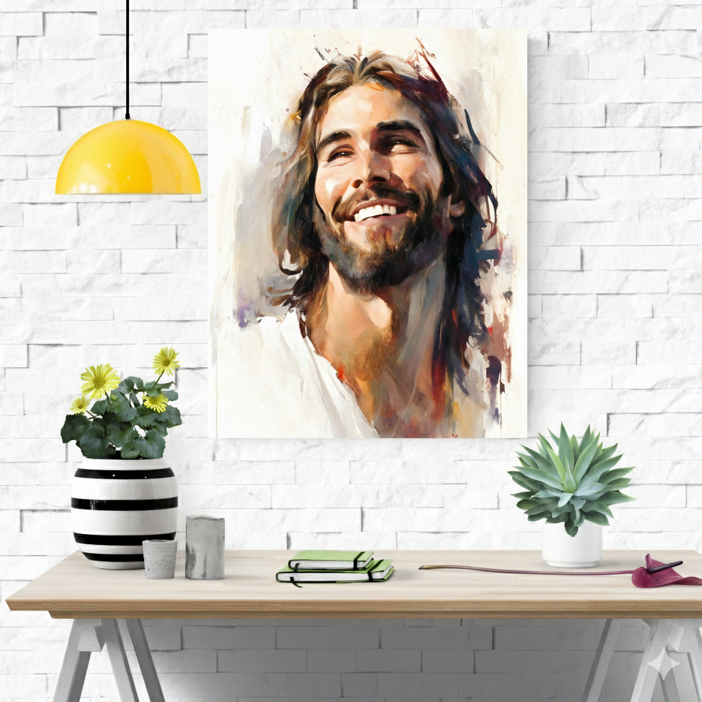 Jesus Smiling | Watercolor Style | Fine Art Print