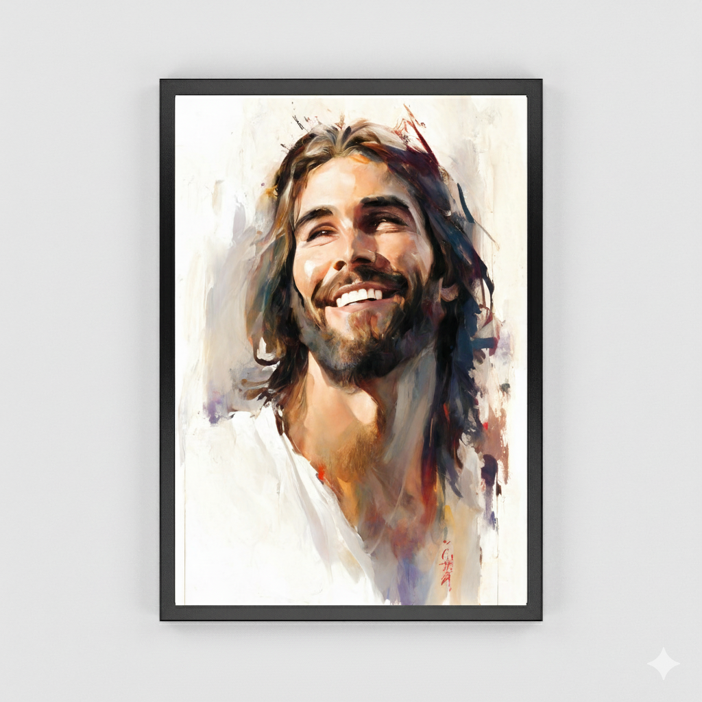 Jesus Smiling | Watercolor Style | Fine Art Print