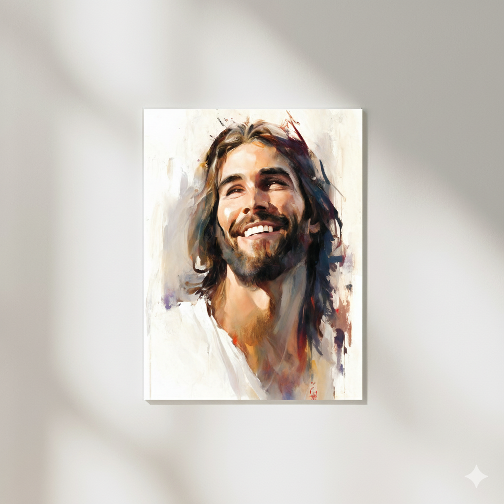 Jesus Smiling | Watercolor Style | Fine Art Print