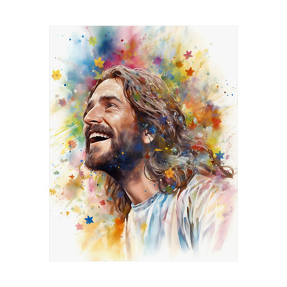 “Our Joyful Savior Jesus Laughing" - Colorful Sunday School Art Print