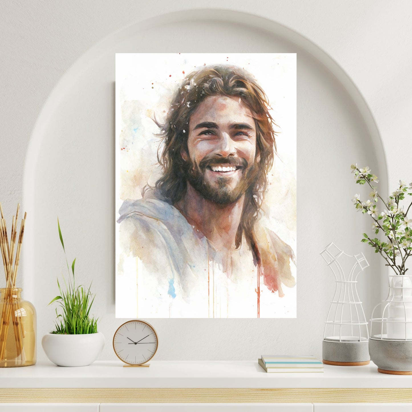 Messiah's Smile | Watercolor Style | Fine Art Print