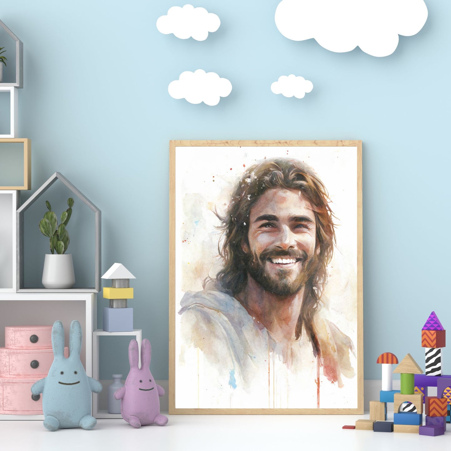 Messiah's Smile | Watercolor Style | Fine Art Print