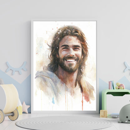 Messiah's Smile | Watercolor Style | Fine Art Print