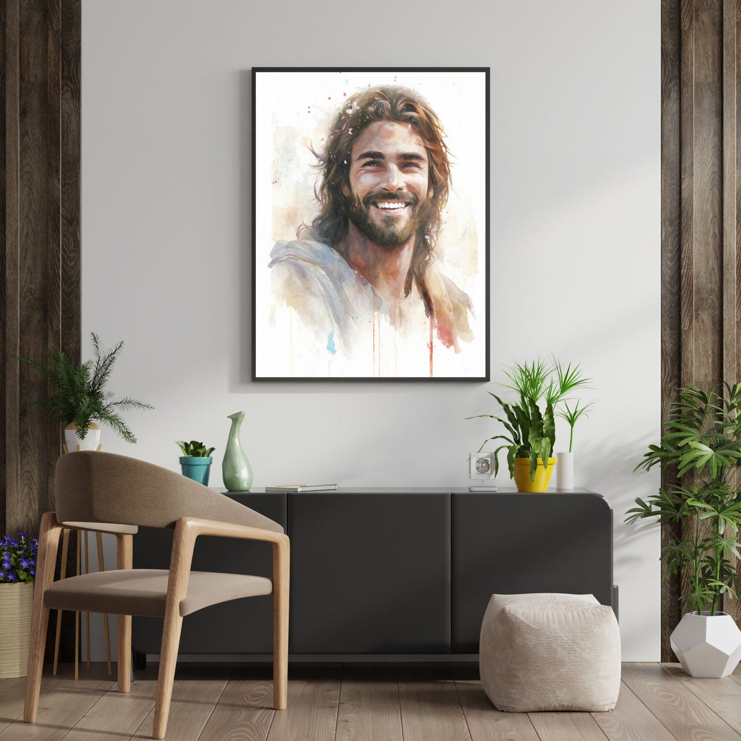 Messiah's Smile | Watercolor Style | Fine Art Print