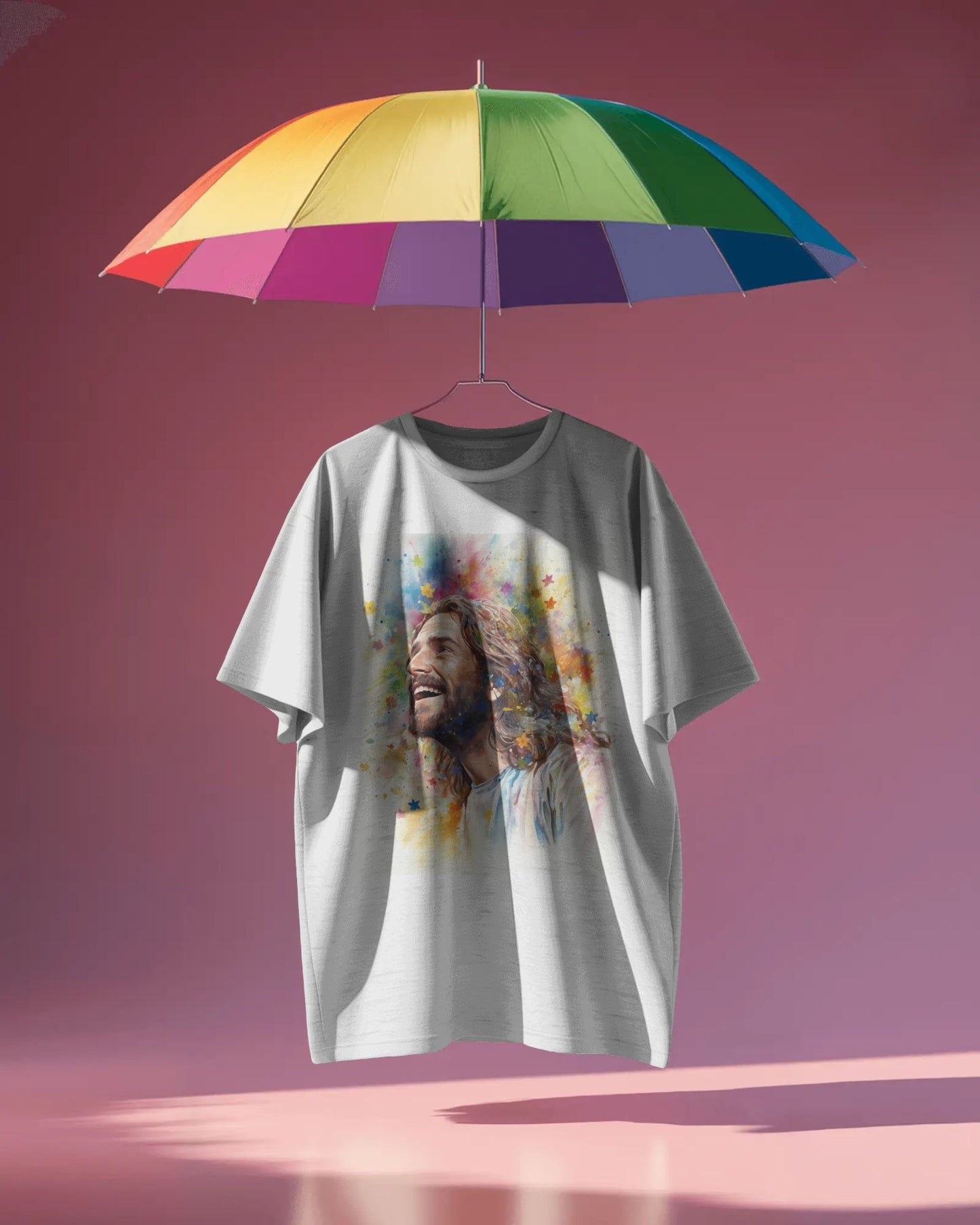 Rainbow-Faith Smiling Jesus T-Shirt