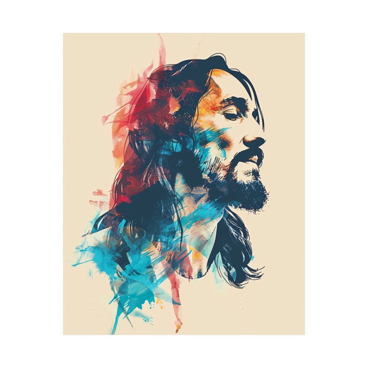 “Spirit And Color” – Modern Abstract Jesus Art Print