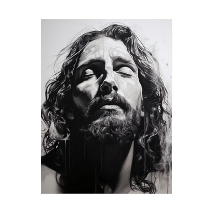 "Thy Will Be Done" - Realistic Black & White Jesus Art Print