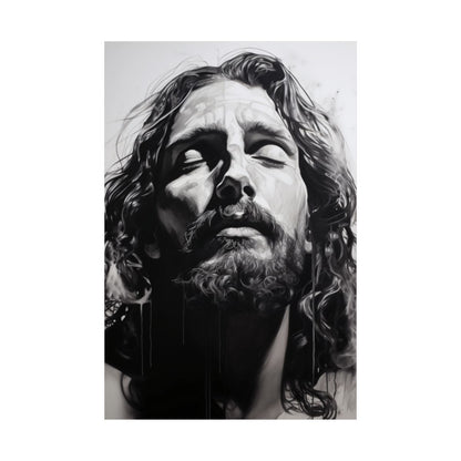 "Thy Will Be Done" - Realistic Black & White Jesus Art Print