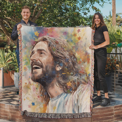"Our Joyful Savior Jesus Laughing" - Heirloom Woven Blanket