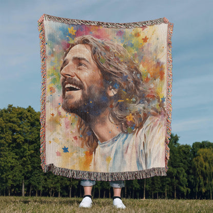 "Our Joyful Savior Jesus Laughing" - Heirloom Woven Blanket