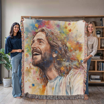 "Our Joyful Savior Jesus Laughing" - Heirloom Woven Blanket