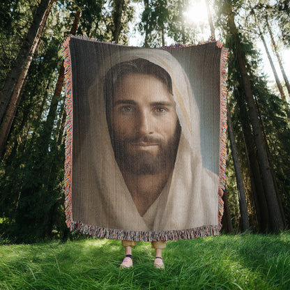"Portrait Of The Messiah Jesus" - Heirloom Woven Blanket