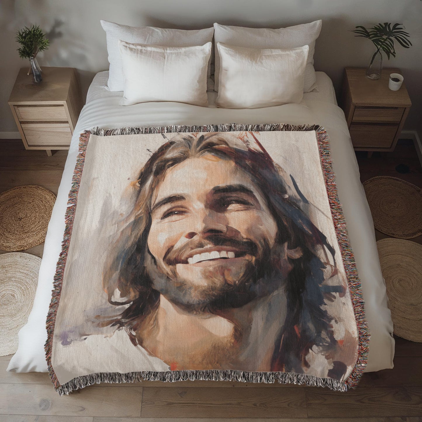 "Jesus Smiling" - Heirloom Woven Blanket