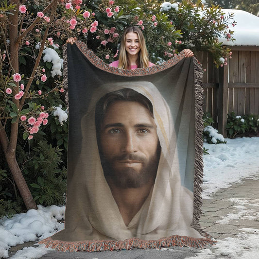 "Portrait Of The Messiah Jesus" - Heirloom Woven Blanket
