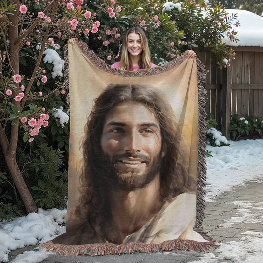 "Christ's Loving Smile" - Heirloom Woven Blanket