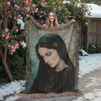 "Madonna In Blue" - Heirloom Woven Blanket
